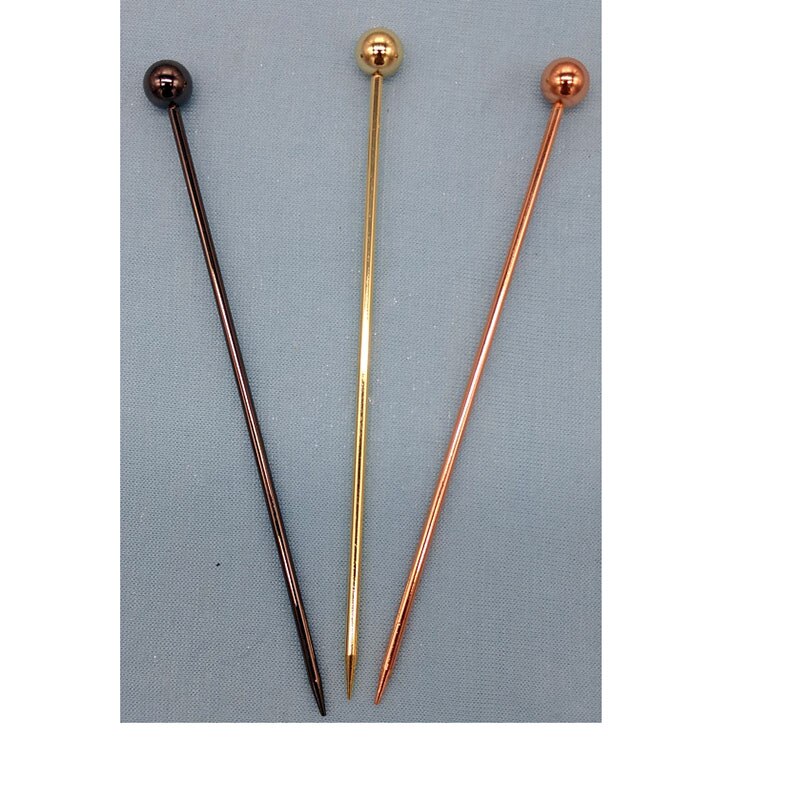 20pc stalowe wykałaczki robić martini, szpikulce robić grilla, 11cm metalowe, miedziano-złote mieszadła robić koktajli, tłuczki robić koktajli, narzędzia robić grillowania na barze imprezowym: Czarna kula