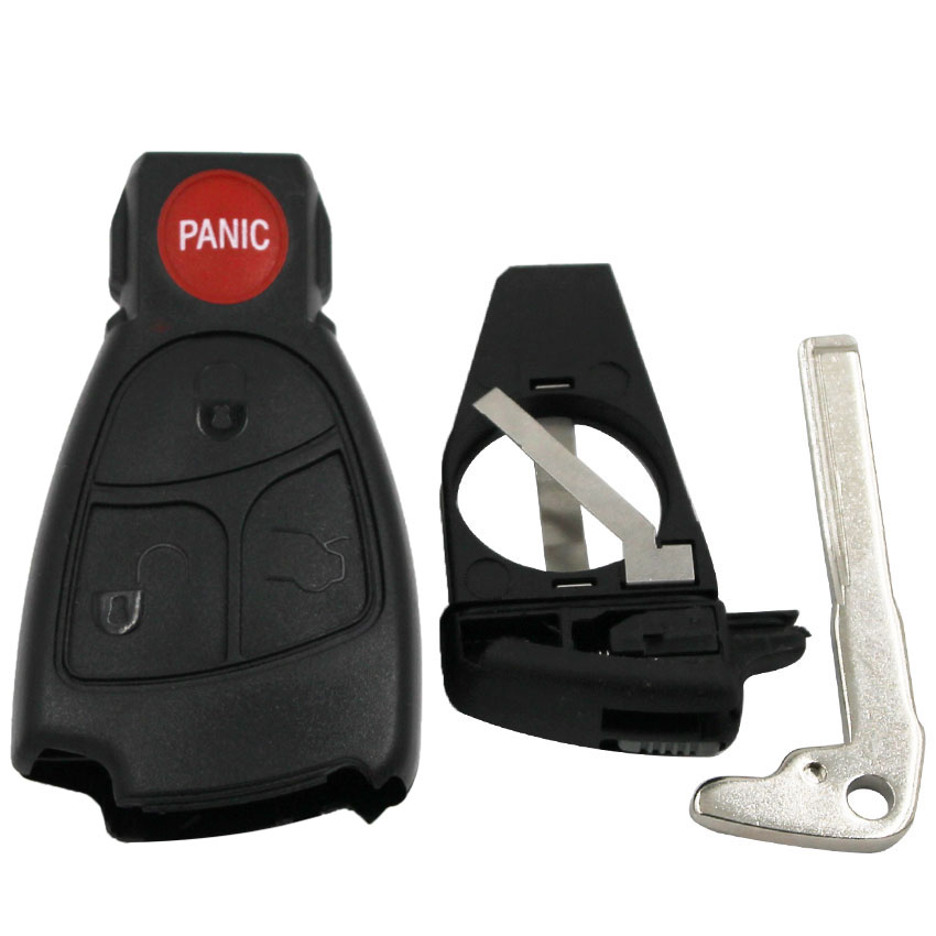 3 + 1/4 Knop Voor Mercedes Benz C350 Benz GL450 Benz E320 Smart Key Fob Afstandsbediening Case Shell Blanco + batterij Houder Kleine Sleutel