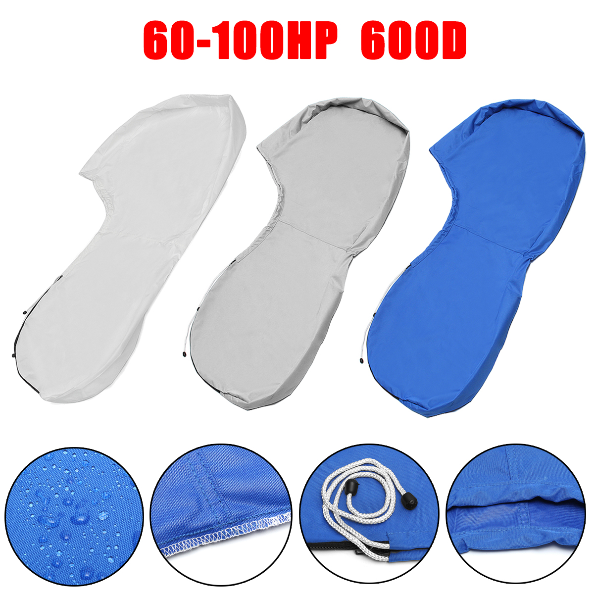 600D Boat Full Outboard Engine Motor Cover Protection Waterproof For 100-150HP Hose Power