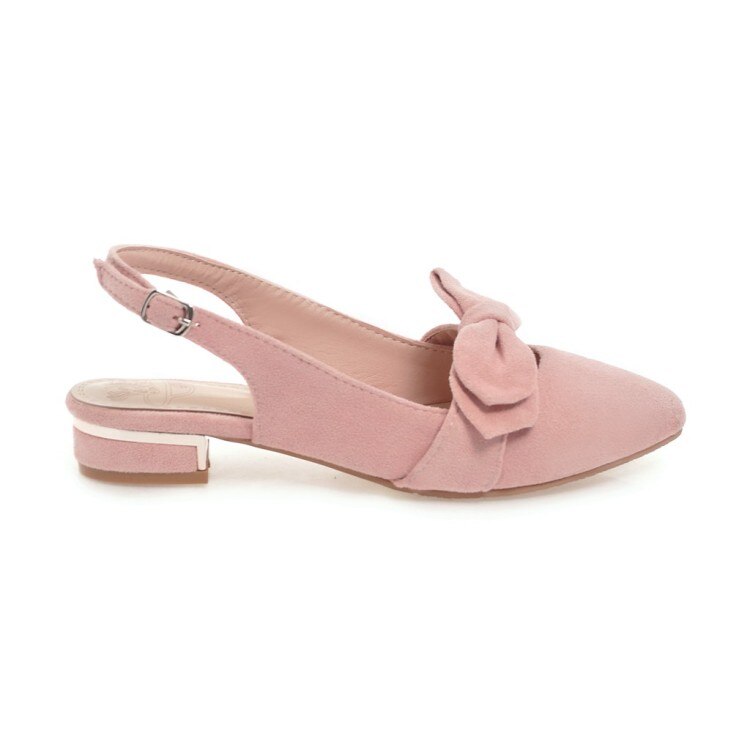 Style summer Women sandals flock Pointed Toe Shallow Butterfly Knot Decoration low heel slingback Concise Casual Shoes