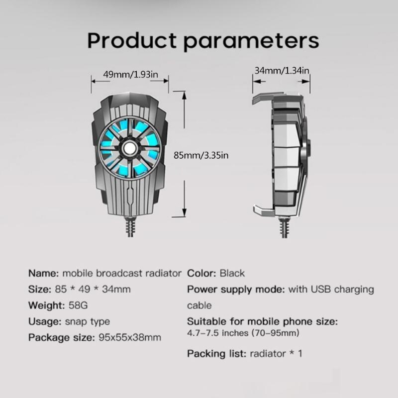 G6 Radiator, Mobiele Telefoon Live Uitzending, Draagbare Randapparatuur, Luchtgekoelde Cooli M5TE