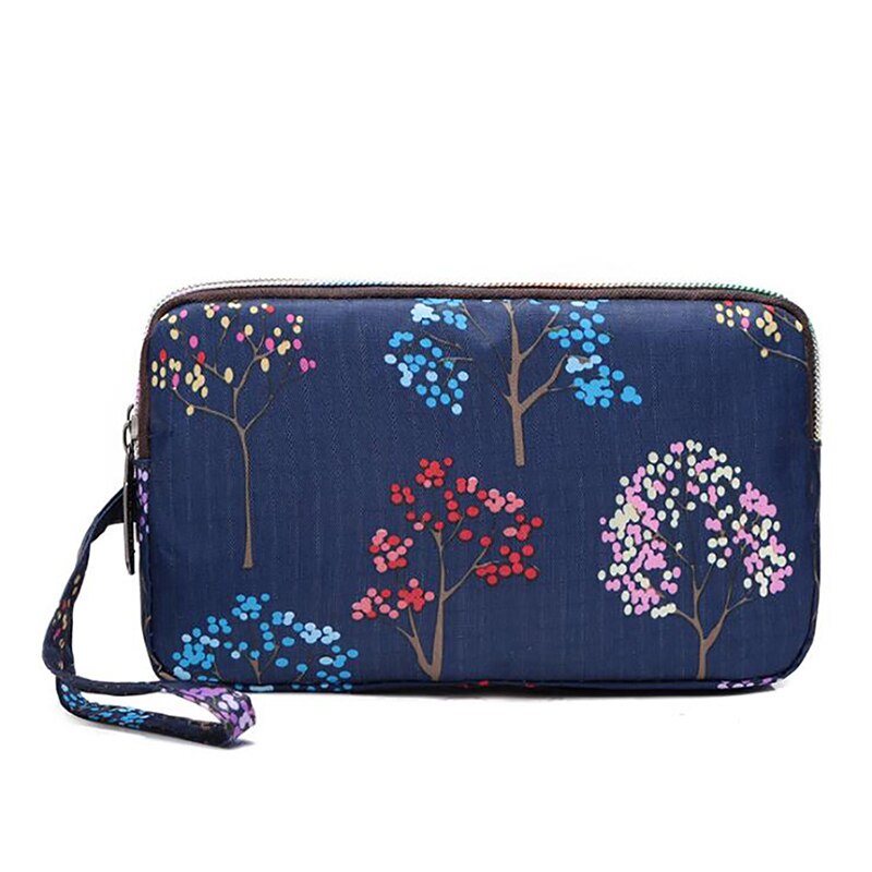 Imprimer portefeuille toile 3 couche fermeture éclair grande capacité jour pochette porte-monnaie porte-carte téléphone portable Monederos Para Mujer Cremallera: Colorful tree