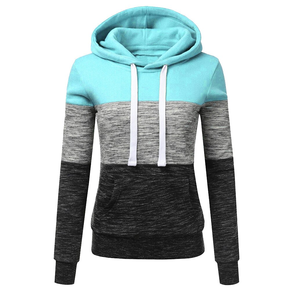 Sweat-shirt à capuche pour femmes, à la , Patchwork, Blouse d'hiver: B / XXL