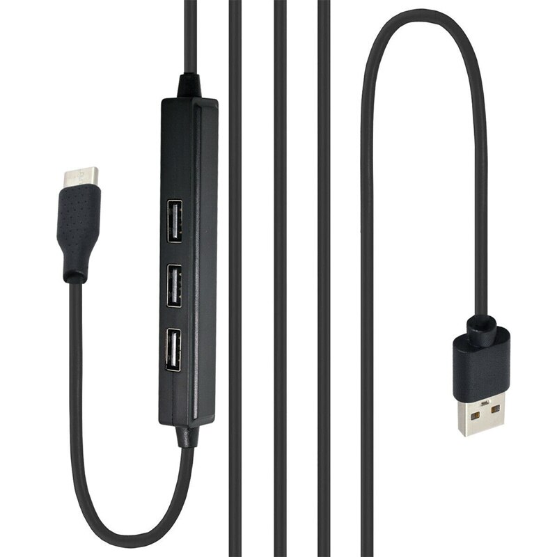3 Ports USB HUB High Speed USB2.0 480Mbps USB Splitter Type-C Data Cable for Laptop Cell Phone Tablet