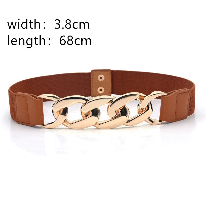 Gouden Ketting Riem Elastische Zilveren Metalen Riem Voor Vrouwen Stretch Cumberbanden Dames Jas Tailleband Elasticiteit 68Cm