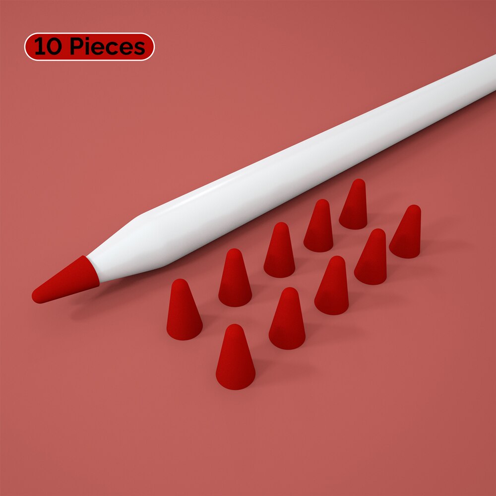 10pcs Silicone Replacement Tip Protective Cover For Apple Pencil 1st 2nd Touchscreen Stylus Pen Cover For Apple pencil Nib Cover: Red