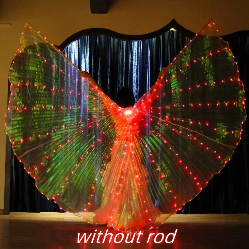 Angelodini LED Wings Adult Children Costume Cape Circus Led Light Luminous Costumes Party Show Led Isis Wings Dancewear: XXS / Silver