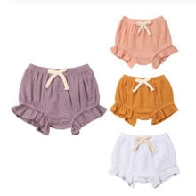 Toddler Infant Baby Girls Boy Summer Clothing Solid Shorts Bottoms Ruffled PP Bloomers Cotton Lace Up Panties 0-24M