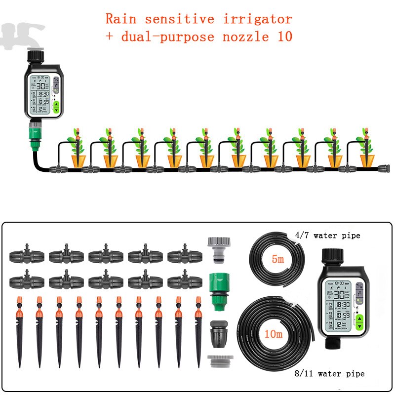 Rainwater Induction Large LCD Screen Automatic Watering Device Garden Balcony Irrigation System Intelligent Sprinkler Controller
