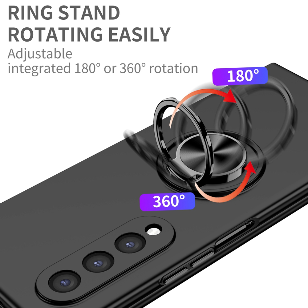 Para samsung galaxy z fold 3 5g caso de luxo zfold 3 ultra-fino cor sólida telefone capa anel suporte galaxy z fold3 casos