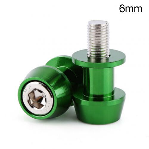 1Pair Aluminum Motorcycle Swingarm Spools Stand Screws Slider for Honda Kawasaki: 6mm Green