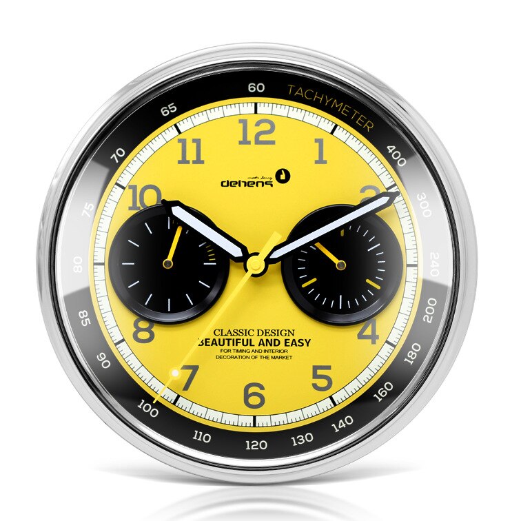 Reloj de pared para el salpicadero, de Metal, barato, para decoración del hogar, dorado, silencioso, para dormitorio, cocina, de cumpleaños: E