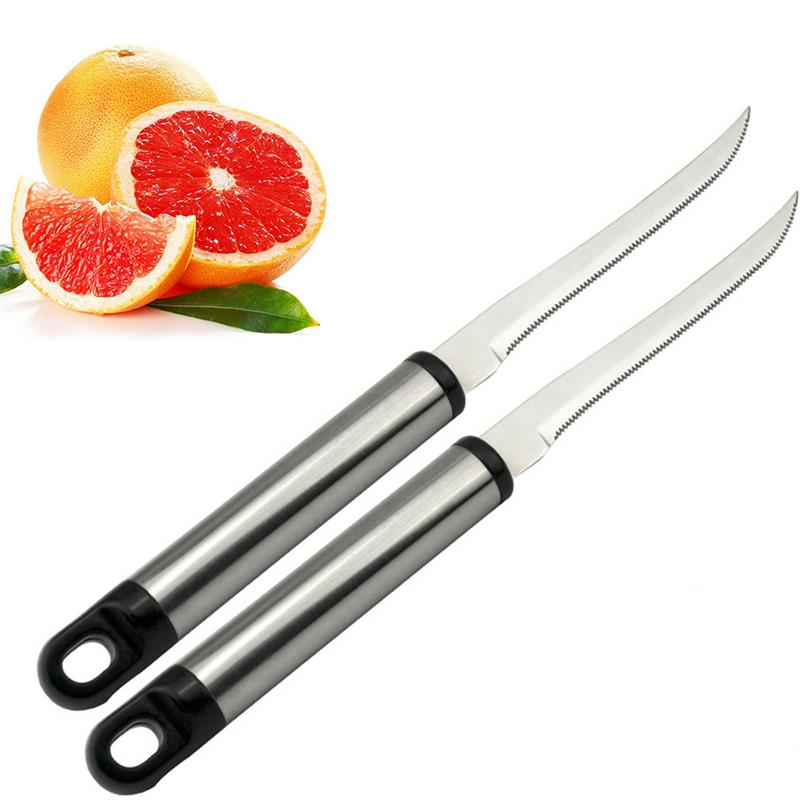 Cuchara de acero inoxidable para fruta, utensilio de cocina para servir fruta, pomelo, con 2 peladores de pomelo, 4 unidades