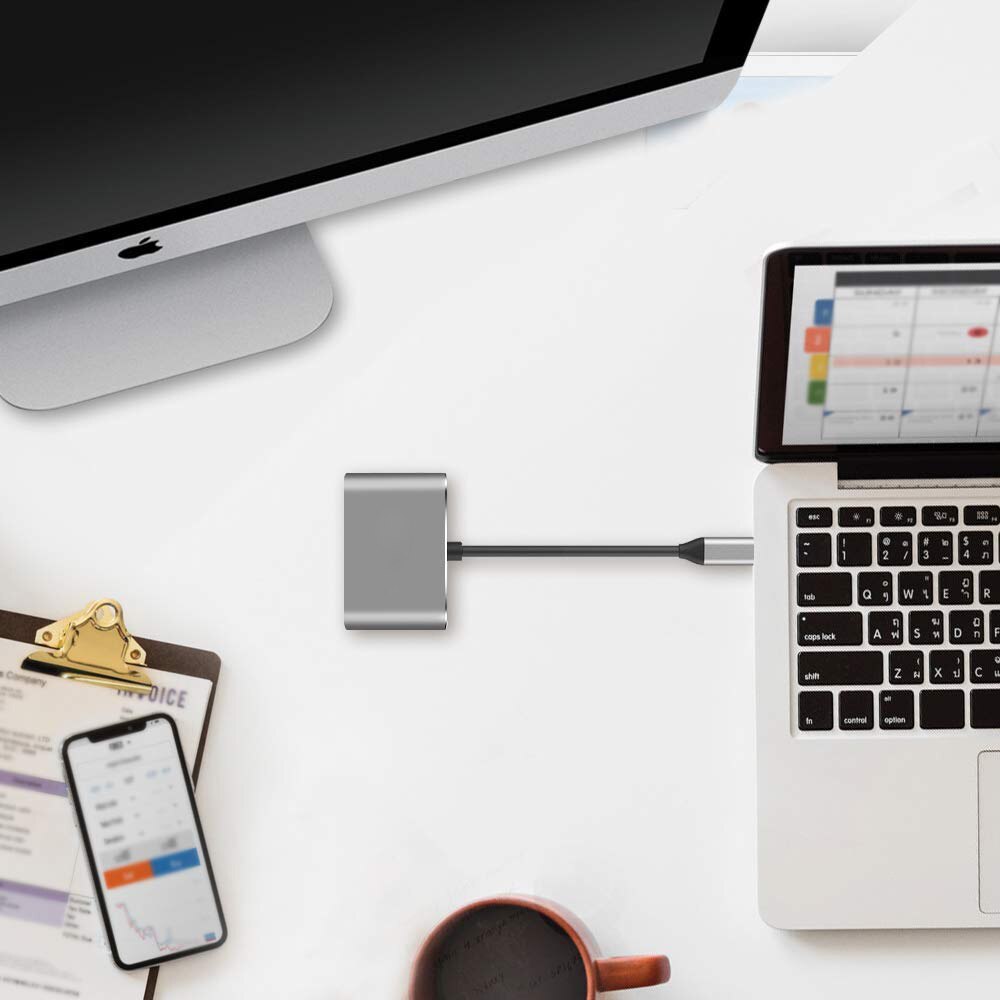 4 in1 USB C HDMI 4K VGA Adapter USB 3,1 Typ C USB-C zu VGA HDMI Video Adapter Konverter für Macbook Pro/ iPad Pro