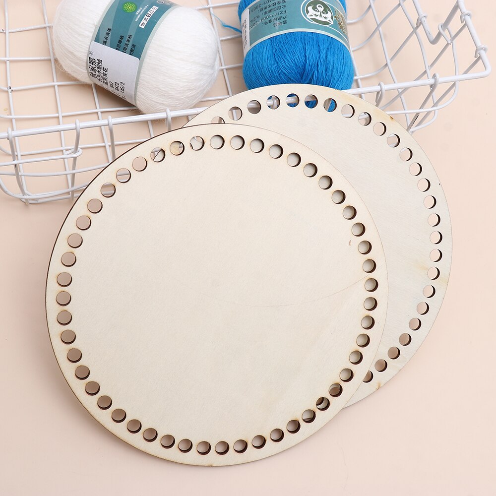 2Pcs Weaving Hollow Crochet Basket Base Template DIY Craft Cross Stitch Bag Making Round Wooden Basket Bottom Paper Box Base