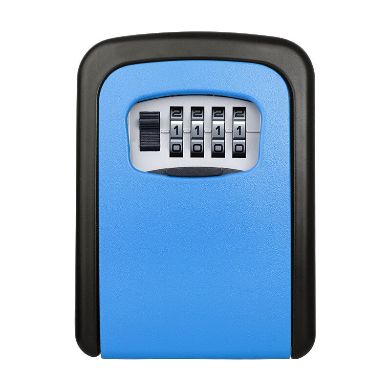Wall Mounted 4 Digit Combination Key Storage Security Safe Lock Box Combination Storage Security Lock With Screw Hardware: blue