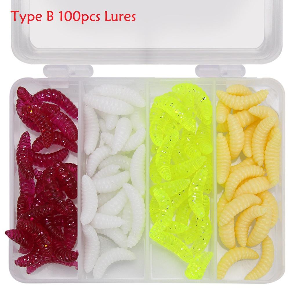 100 Stks/doos 1G/2G Multicolor Lood Hoofd Jigs Met Enkele Haak Vishaken Set Pesca Vissen Accessoires Maggot grub Zachte Lokken