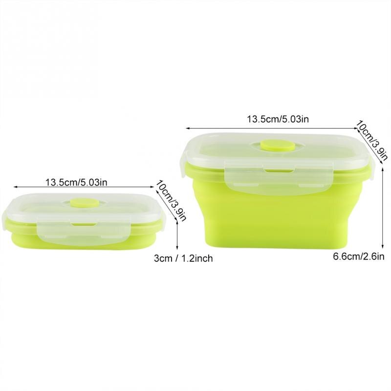 "350Ml Silicone Collapsible Lunch Box Bento Food Container Leakproof Clip Lock Covers For Microwavable Ovens Refrigerators: Green