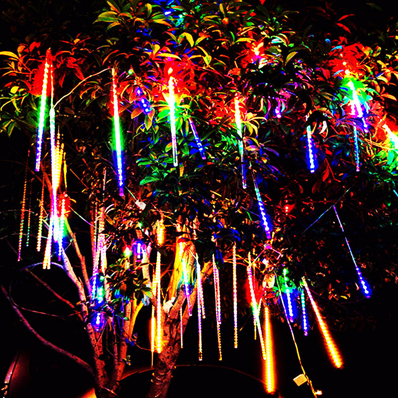 Solar Meteorenregen Lichten Vallende Regen Fairy Lichtslinger voor Kerstfeest Tuin Decoratie Navidad Waterdicht: green / 11-15W