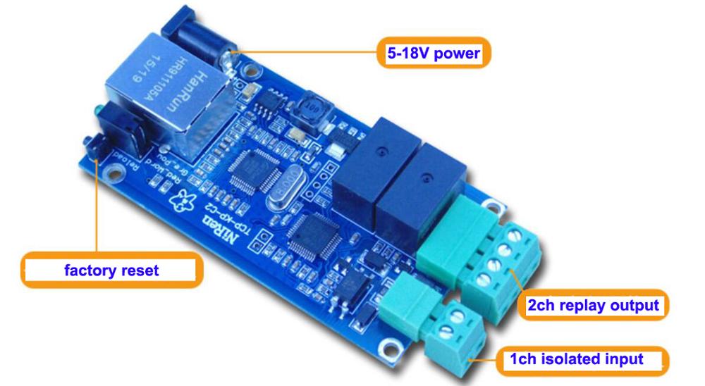 2 channel remote network relay of IP Ethernet intelligent home control switch for greenhouse 1CH isolated input