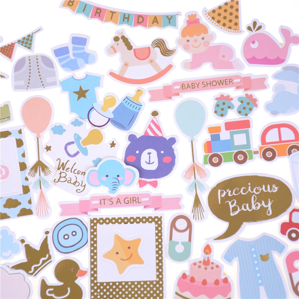 73pcs cute colorful Hello Baby Die Cuts Stickers for Scrapbooking Happy Planner/Card Making/Journaling Project