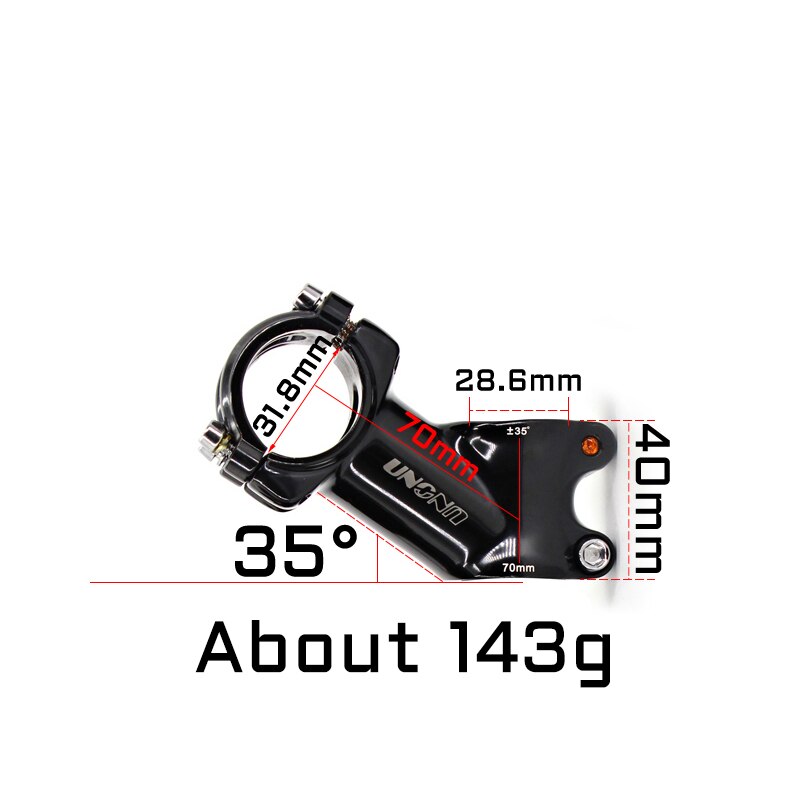 UNO Stem 7 Degree Bicycle Stem Road 17 Degree Ultralight Stem MTB 31.8mm Bicycle Handlebar Stem 35 Degree 60-130mm Kalloy Stem: 70mm  35 degree