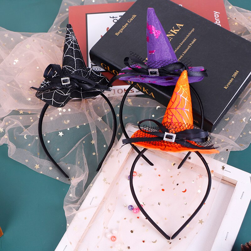 1 Uds Halloween niñas diadema bruja Cosplay tocado con calabaza aro de pelo decoración de
