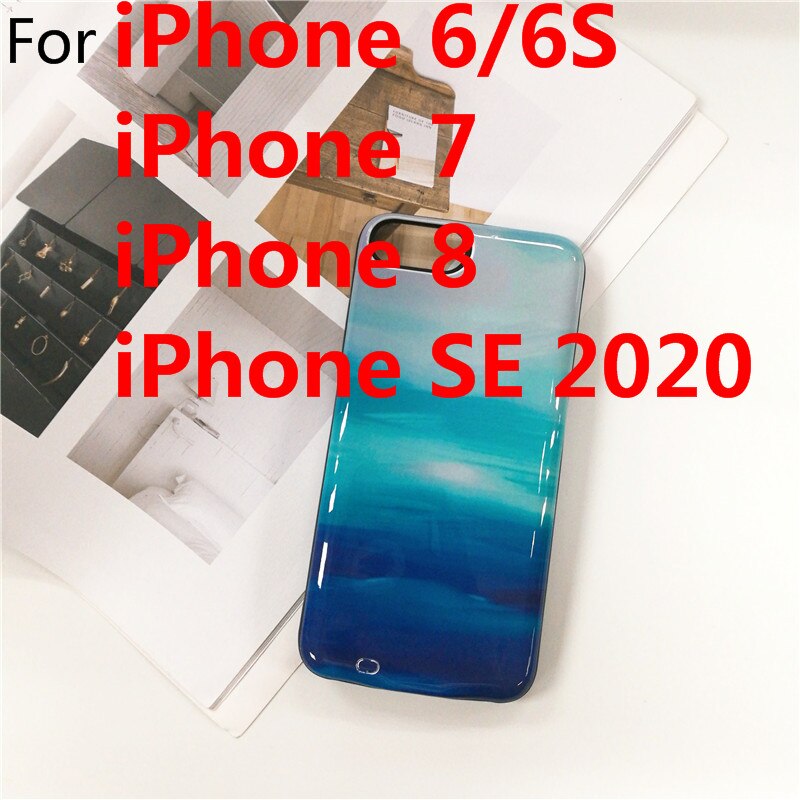 Coque de chargeur de batterie pour iPhone 7 8 6 6S Plus, étui de charge pour iPhone SE , banque d&#39;alimentation Portable mince, pierre de marbre multicolore: i7-BlueSky