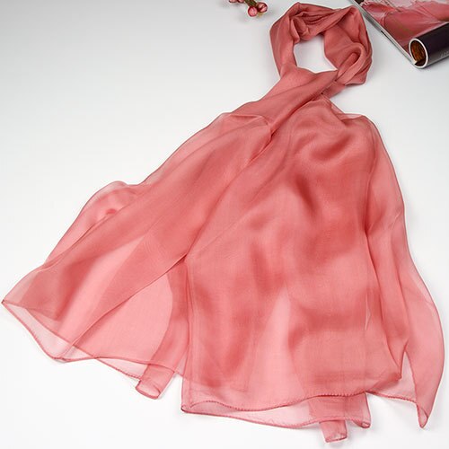Ren silketørklæde kvinder tørklæde kvindelig silke sjal kvinders naturlig silke chiffon stor størrelse tørklæde ensfarvet lang wrap til kvinder: 12 friske røde