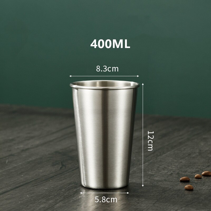 Gold Unbreakable Metal Drinking Beer Coffee Tea Cup Insulation Anti-Scalding Stainless Steel Water Mug Cups: Silver 400ML