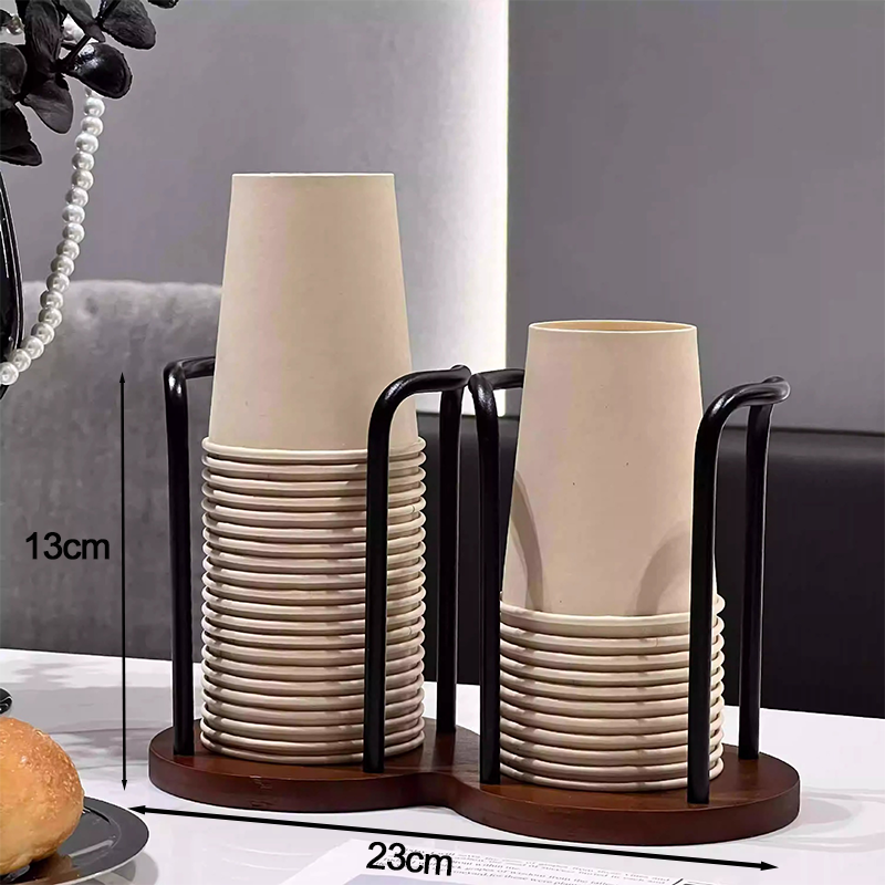 Keuken Papieren Bekerhouder Luxe Wegwerp Beker Opslag Houder Desktop Papieren Beker Opbergrek Houten Dispenser Mok Display Stand: green