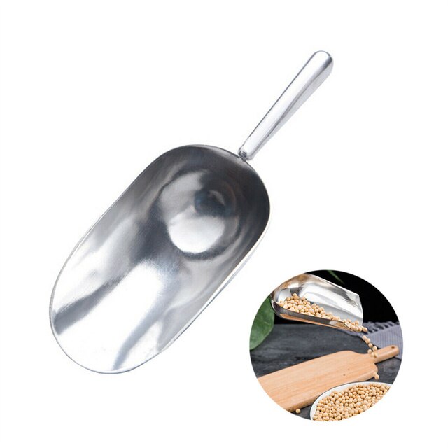 1Pc Aluminium Metal Scoop Ronde Bottom Ijs Scoop Voedsel Suiker Scoop Thuis Ijsblokjes Spice Candy Scoop Bar Keuken tool: L