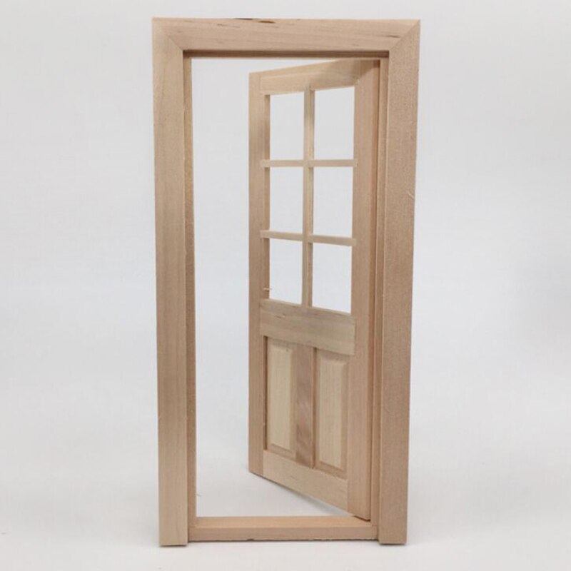 1Pcs 1:12 DIY Wooden Window Door Doll House Accessories Pretend Play Toy For Kids Doll House Furniture Simulation Miniatures: 18.5x9x1.3cm