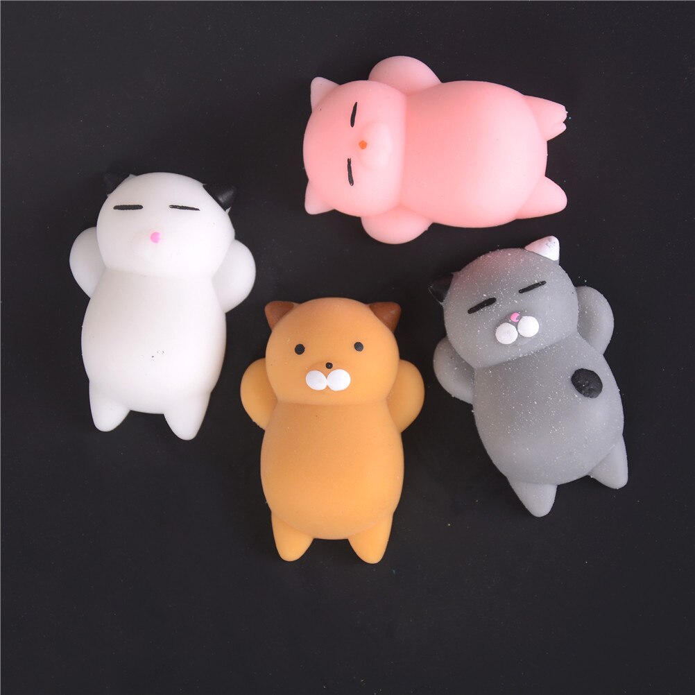 3d söta mjuka katter squishy leksaker telefonrem för mobiltelefon kawaii marshmallow mjuk silikongel härlig leksak finger nypa klämma