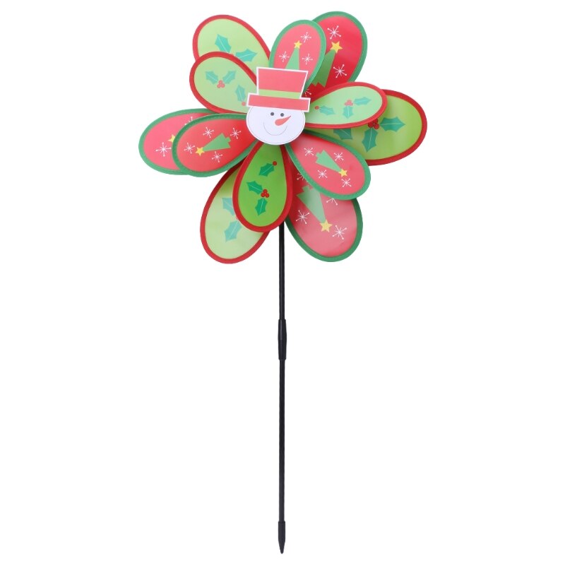 1 pieza de doble capa Santa Claus molino de viento Spinner Whirligig Home Yard decoración de