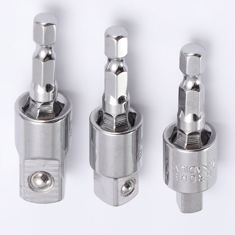 Electric Drill Socket Adapter For Impact Driver With Hex Shank To Square Socket Drill Bits Rotatable Extension 1/2" 3/8" 1/4"