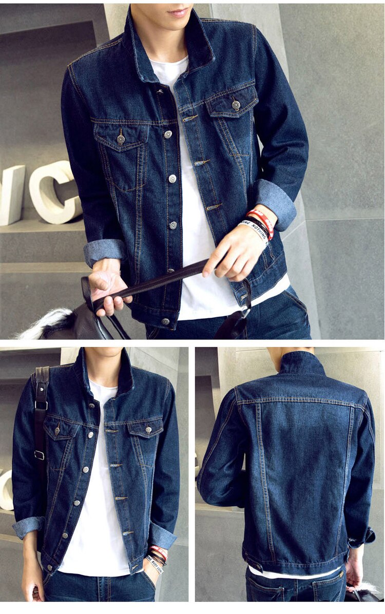 2022 Long-sleeve Autumn Denim Jacket Male Teenager Student Jacket Korean Style Trendy Slim Youth Clothes Men's Clothing