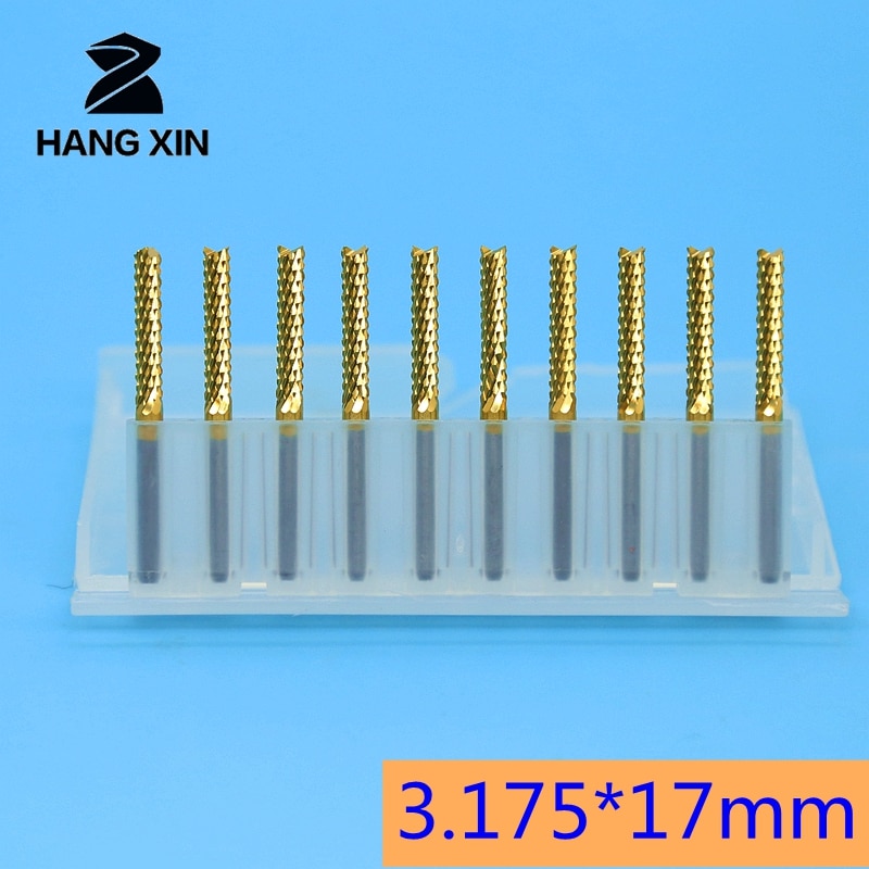 HANGXIN 3.175mm Tungsten carbide Corn Cutter snijden 10 stks PCB frezen end mill CNC frezen voor Graveren machine