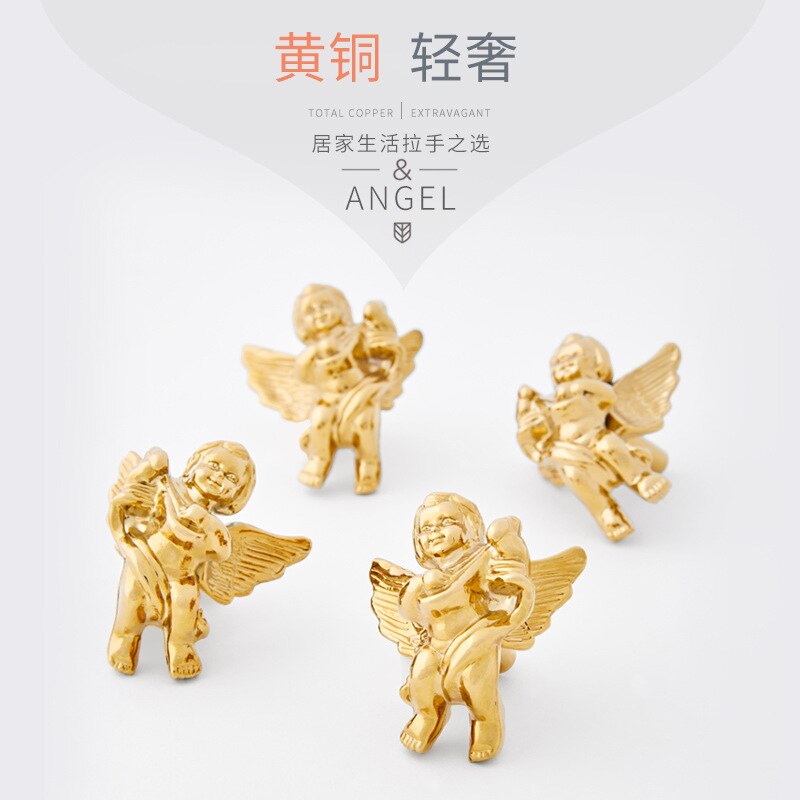 Messing Europese Angel Shaped Handvatten Gold Cupido Garderobe Keuken Garderobe Kast Handgrepen Locker Knoppen Meubilair Hardware
