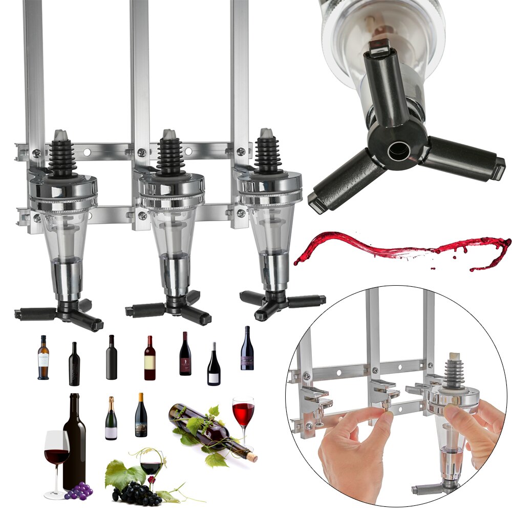 Bar Tools Drinks Wall Mounted 4 Station Liquor Wine Dispenser Pourer Alcohol Bottle Holder Dispenser Beverage Pourer