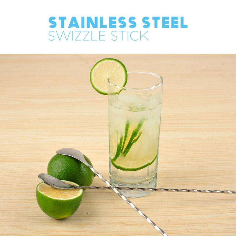 304 Stainless Steel Cocktail Shaker Mixing Spoon Long Handle Swizzle Sticks Cocktail Whisk Bar Spoons Bar Tools