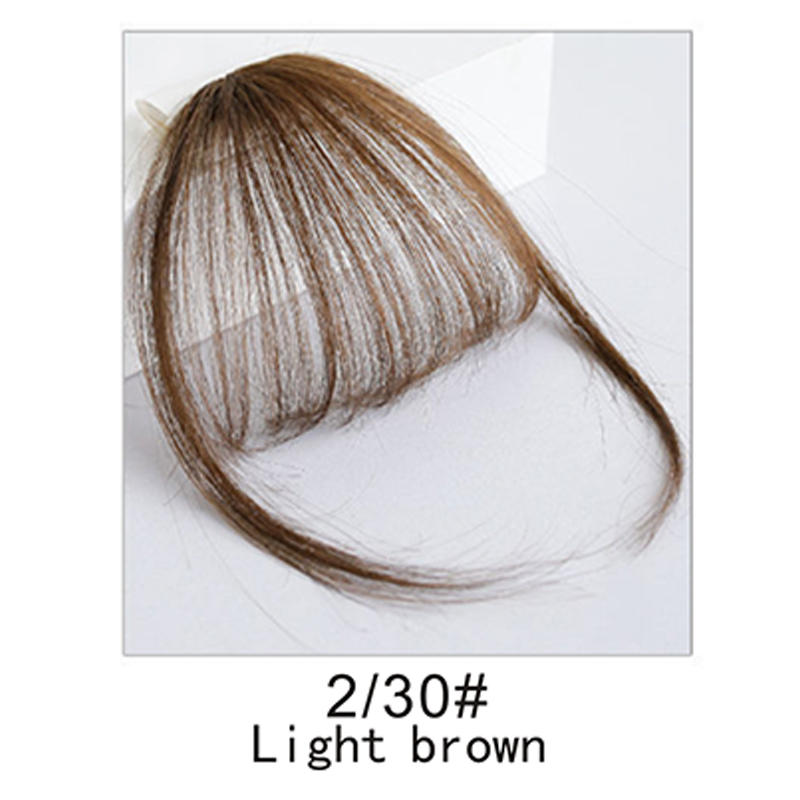 Peluca con flequillo de aire de estilo francés sintético, herramienta de peinado, extensión de cabello con Clip, peluca con borla falsa, flequillo con Clip para el cabello para mujer: Marrón claro