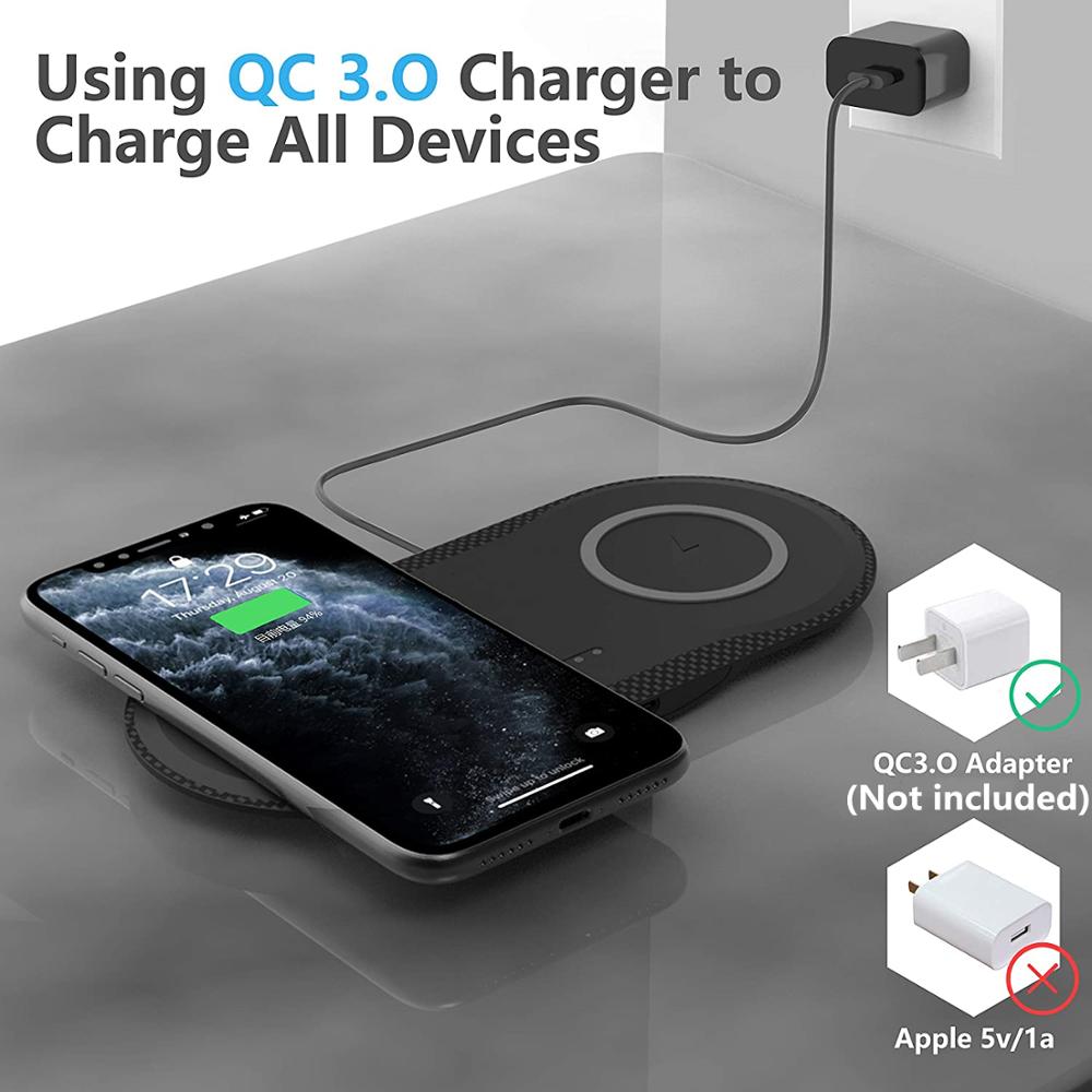 30W 2 In 1 Dual Seat Qi Draadloze Oplader Voor Samsung S20 S10 Inductie Snel Opladen Pad Voor Iphone 12 11 Xs Xr X 8 Airpods Pro