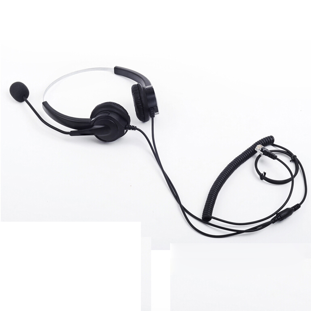 Telefon-headset mit geräuschunterdrückung für callcenter, schnurgebundenes binaurales telefon-headset  rj9 mit mikrofon für schulungen, marketing