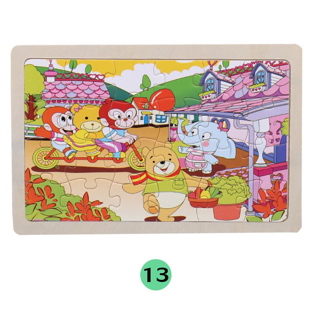 24Pieces Puzzles Wooden Jigsaw Puzzle for Kids Animals Cartoon Educational Toys for Children Christmas Wood Toy Games: 13