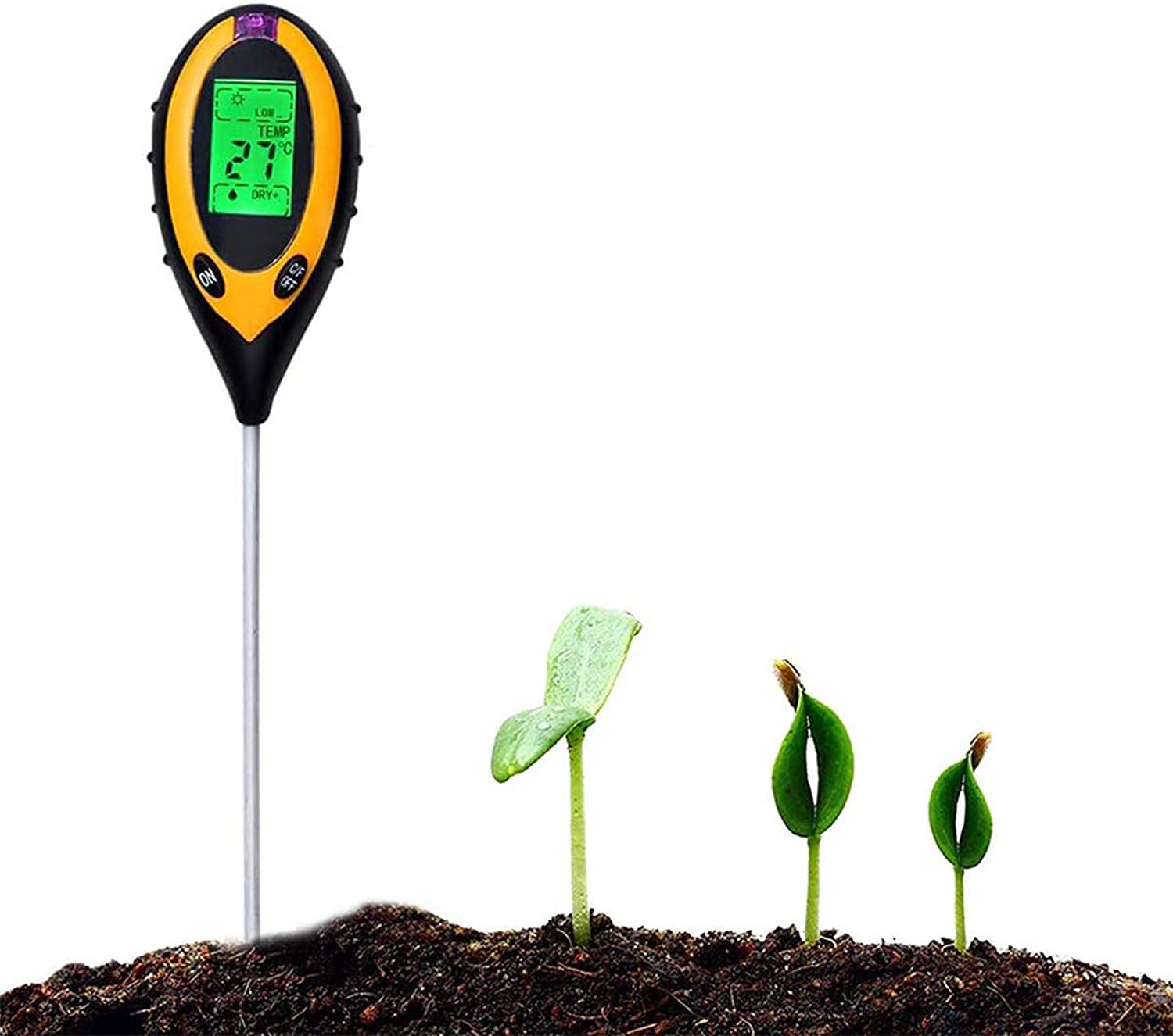 Soil Tester Instrument, 4 in 1 Garden Soil Test with PH Value/Sunlight Intensity/Moisture/Temperature,Survey for Garden Farm