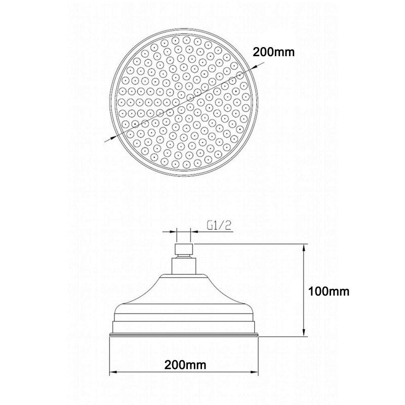 Luxury Gold Color Shower Head Round Shape 20cm Shower head Brass Rainfall Bathroom Showerhead