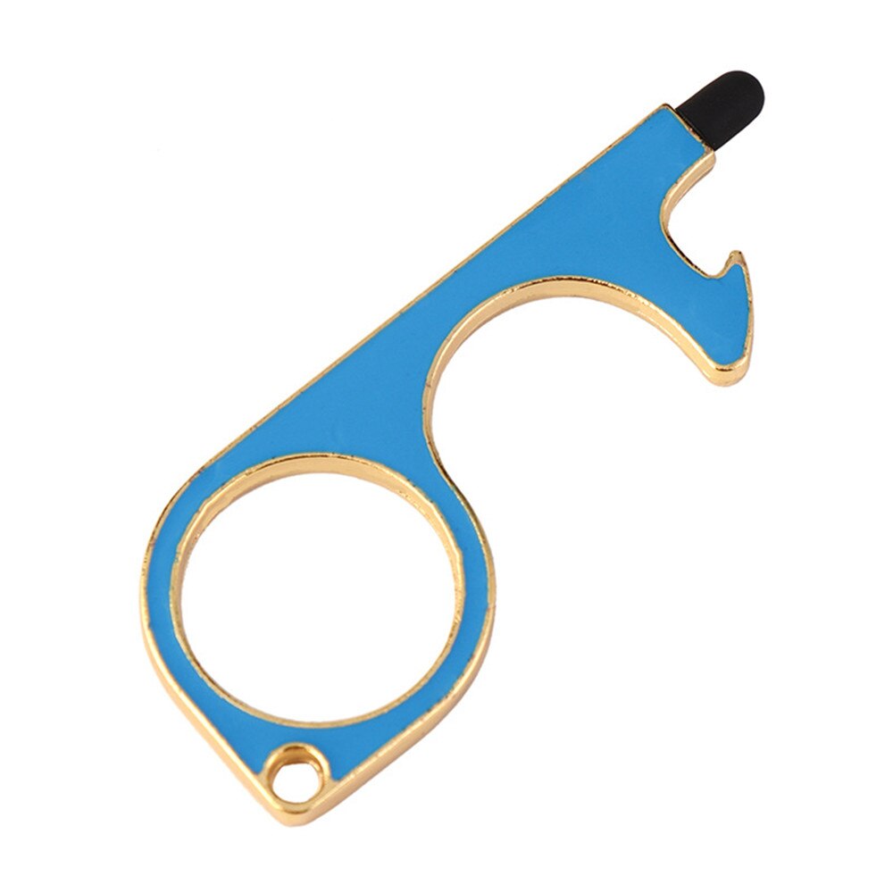 No Touch Brass Door Opener Portable Elevator Handle Key Copper Metal Keychain With Stylus Phone Touch Screens Contactless Tool: color 1