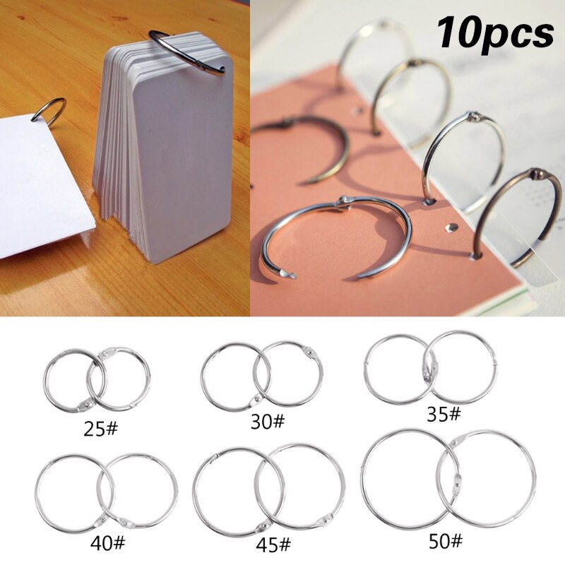 10pcs Metal Binder Ring Loose Leaf Book Binder Hoop Ring Multifunctional Keychain Circle Book Binder Hoop Office Binding Supply