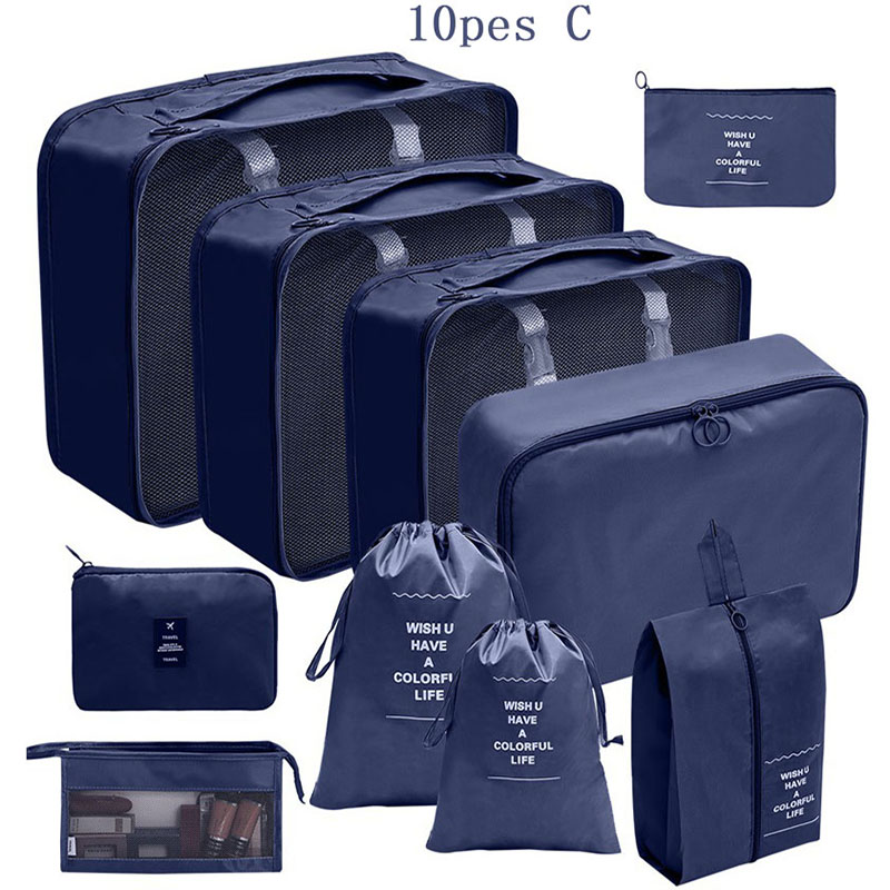 10 stuks / set reistassen organisator opslag kleding reisbenodigdheden verpakking kubussen reisaccessoires multifunctionele set: Oranje